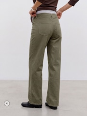 Mamalicious Green Maternity Over Bump Wide Leg Jeans - Image 4 of 6