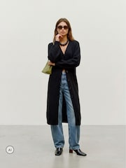 কালো - VERO MODA V-Neck Button Through Knitted Dress - 5এর মধ্যে 1 ছবি