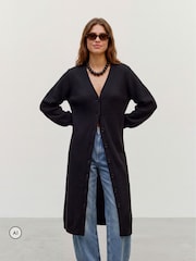 কালো - VERO MODA V-Neck Button Through Knitted Dress - 5এর মধ্যে 2 ছবি