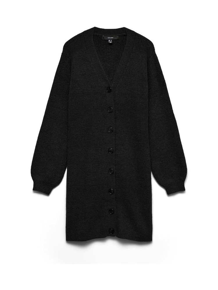 কালো - VERO MODA V-Neck Button Through Knitted Dress - 5এর মধ্যে 5 ছবি