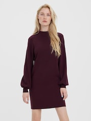 VERO MODA Red Puff Sleeve Jumper Dress - Image 1 of 4