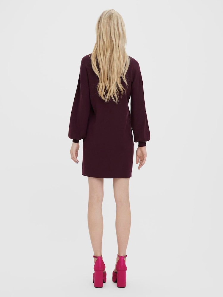 VERO MODA Red Puff Sleeve Jumper Dress - Image 4 of 4 VERO MODA Red Puff Sleeve Jumper Dress - Image 4 of 4