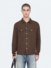 AllSaints Brown Bond Long Sleeve Shirt - Image 1 of 8
