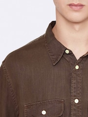 AllSaints Brown Bond Long Sleeve Shirt - Image 4 of 8