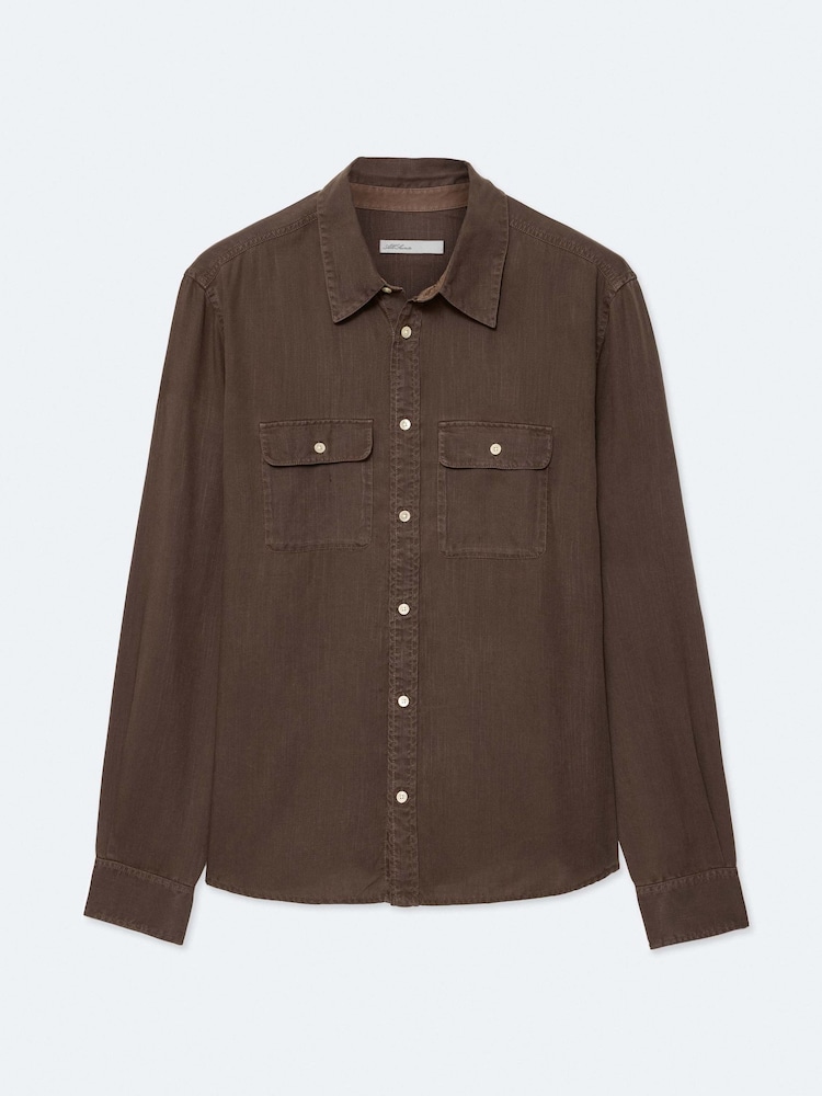 AllSaints Brown Bond Long Sleeve Shirt - Image 8 of 8