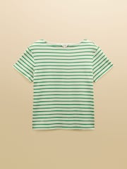 May Guhit na Krema at Berde - Joules Harbour Striped Boat Neck Breton Top - Larawan 7 ng 7