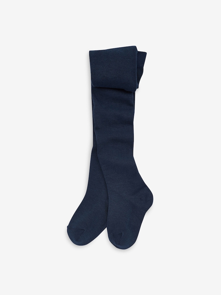 Navy Blue Cotton Rich School Tights - Image 1 of 3