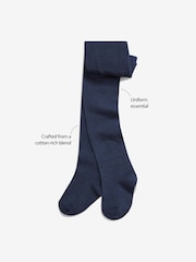 Navy Blue Cotton Rich School Tights - Image 2 of 3
