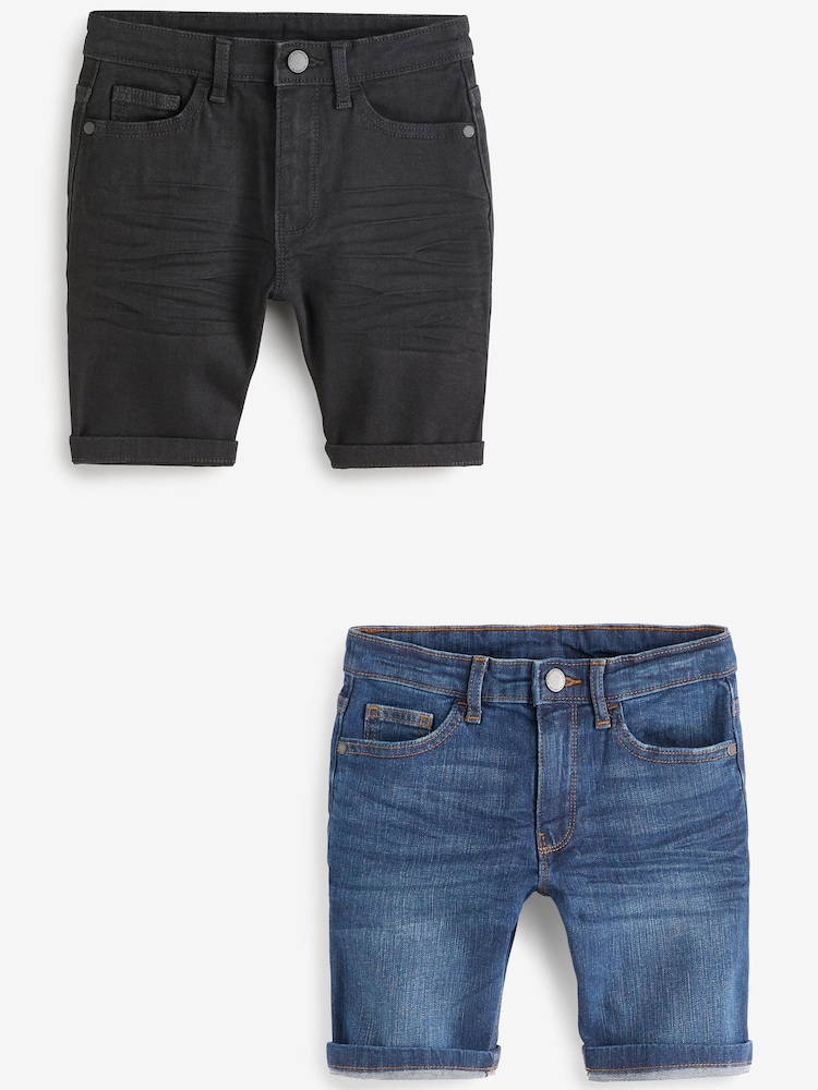 Black/Blue 2 Pack Denim Shorts (3-16yrs) - Image 1 of 1