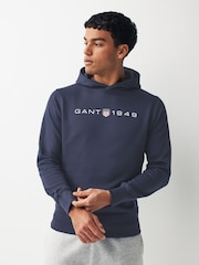GANT Evening Blue Printed Graphic Hoodie - Image 1 of 1