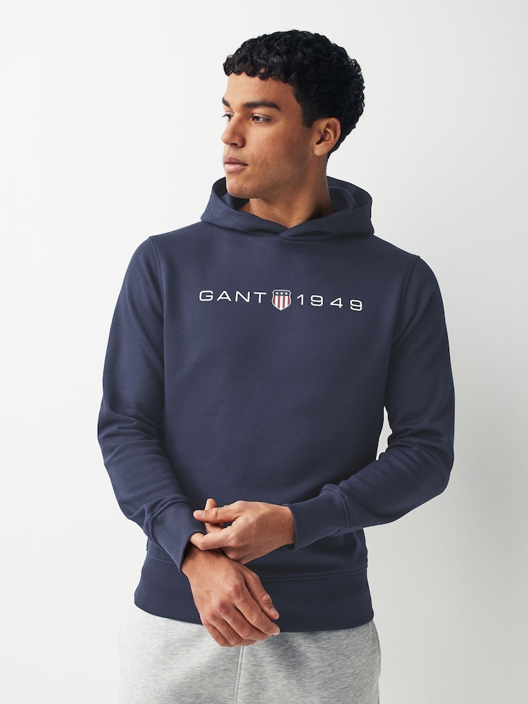 GANT Evening Blue Printed Graphic Hoodie - Image 1 of 1