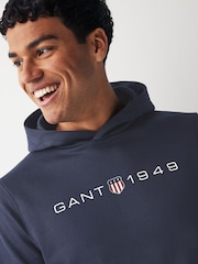 GANT Evening Blue Printed Graphic Hoodie - Image 3 of 5
