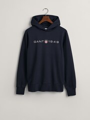 GANT Evening Blue Printed Graphic Hoodie - Image 4 of 5