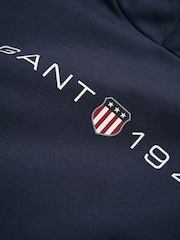 GANT Evening Blue Printed Graphic Hoodie - Image 5 of 5