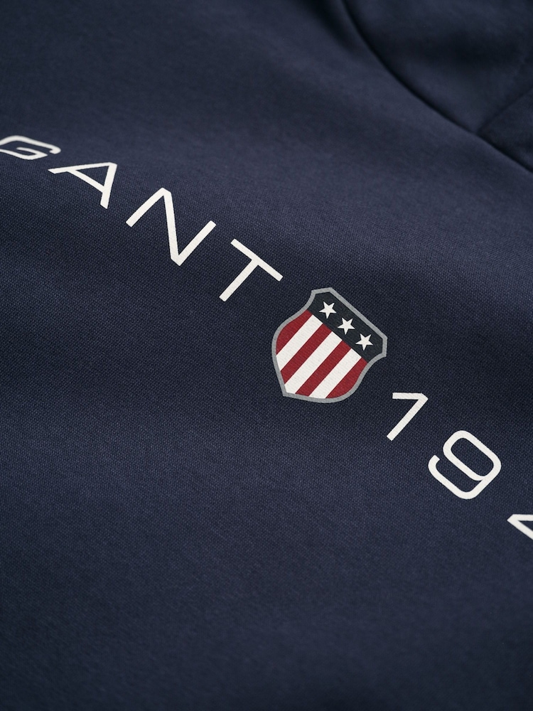 GANT Evening Blue Printed Graphic Hoodie - Image 5 of 5