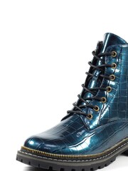 Lunar Blue Regan Croc Effect Ankle Boots - Image 3 of 8