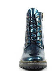 Lunar Blue Regan Croc Effect Ankle Boots - Image 4 of 8
