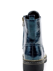 Lunar Blue Regan Croc Effect Ankle Boots - Image 5 of 8