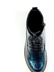 Lunar Blue Regan Croc Effect Ankle Boots - Image 6 of 8