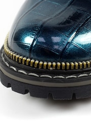 Lunar Blue Regan Croc Effect Ankle Boots - Image 8 of 8