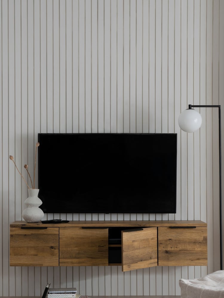 Dark Bronx Oak Effect Wall Mounted TV Unit - Image 1 of 9