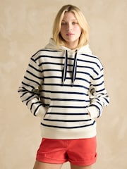 Joules Milbourne Navy & White Striped Cotton Rich Hoodie - Image 1 of 6