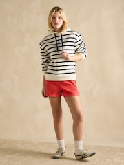 Joules Milbourne Navy & White Striped Cotton Rich Hoodie - Image 3 of 6
