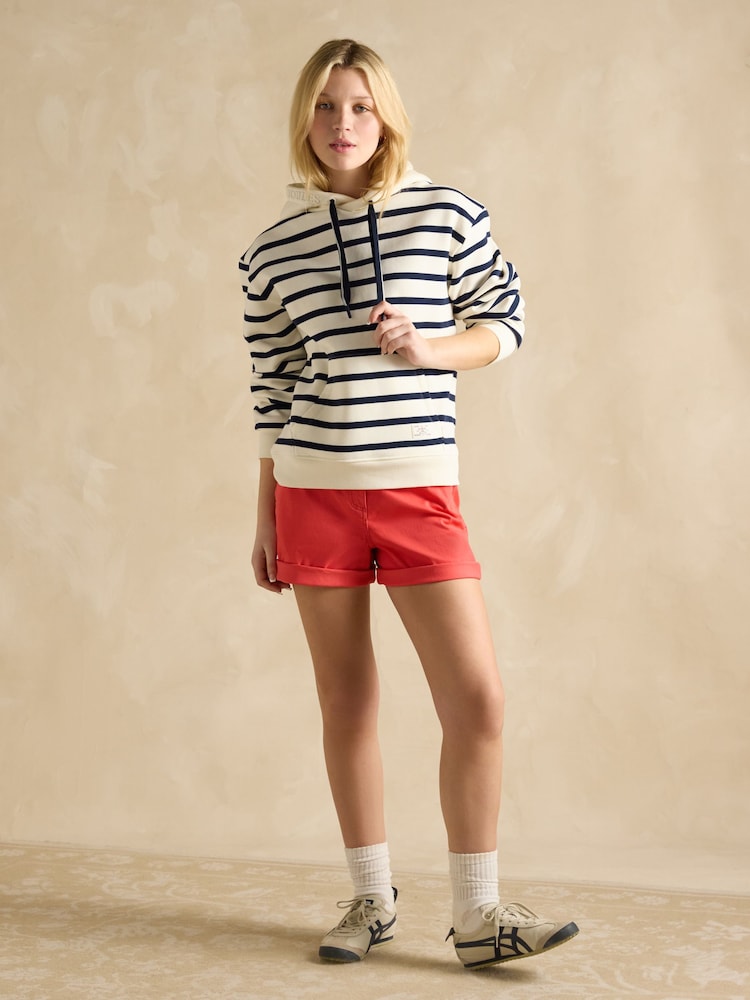 Joules Milbourne Navy & White Striped Cotton Rich Hoodie - Image 3 of 6