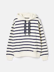 Joules Milbourne Navy & White Striped Cotton Rich Hoodie - Image 6 of 6