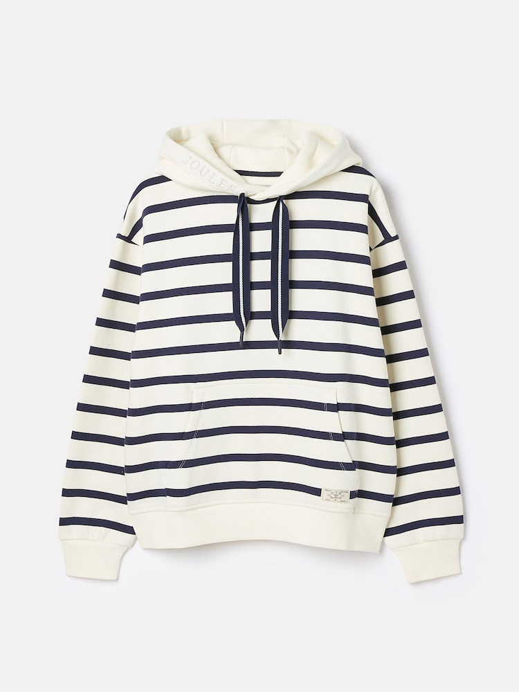 Joules Milbourne Navy & White Striped Cotton Rich Hoodie - Image 6 of 6