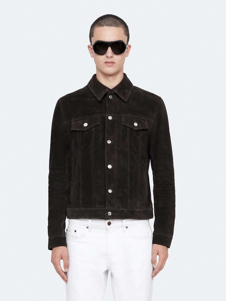 AllSaints Black Chaiyo Suede Trucker Jackets - Image 1 of 8