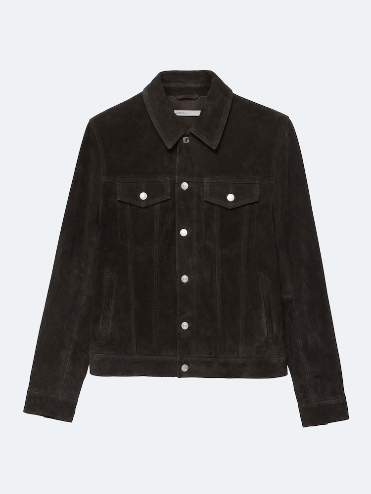 AllSaints Black Chaiyo Suede Trucker Jackets - Image 8 of 8