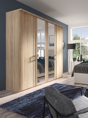 Wiemann Rustic oak Torquay Wood and Mirror Semi Fitted 4 Door Wardrobe - Image 1 of 4