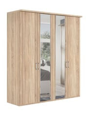Wiemann Rustic oak Torquay Wood and Mirror Semi Fitted 4 Door Wardrobe - Image 2 of 4