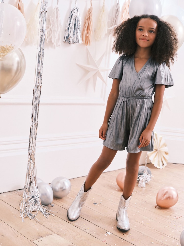 Silver Metallic Playsuit (3-16yrs) - Image 1 of 7