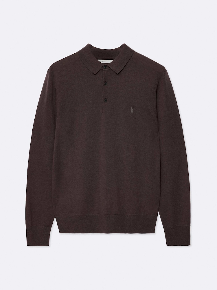 AllSaints Purple Mode Wool Long Sleeve Polo Neck Jumper - Image 8 of 8 AllSaints Purple Mode Wool Long Sleeve Polo Neck Jumper - Image 8 of 8