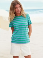 Blue/Green The Everyday Crew Neck Cotton Rich Short Sleeve T-Shirt - Image 1 of 7