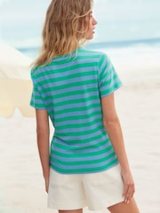 Blue/Green The Everyday Crew Neck Cotton Rich Short Sleeve T-Shirt - Image 2 of 7
