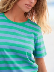 Blue/Green The Everyday Crew Neck Cotton Rich Short Sleeve T-Shirt - Image 5 of 7
