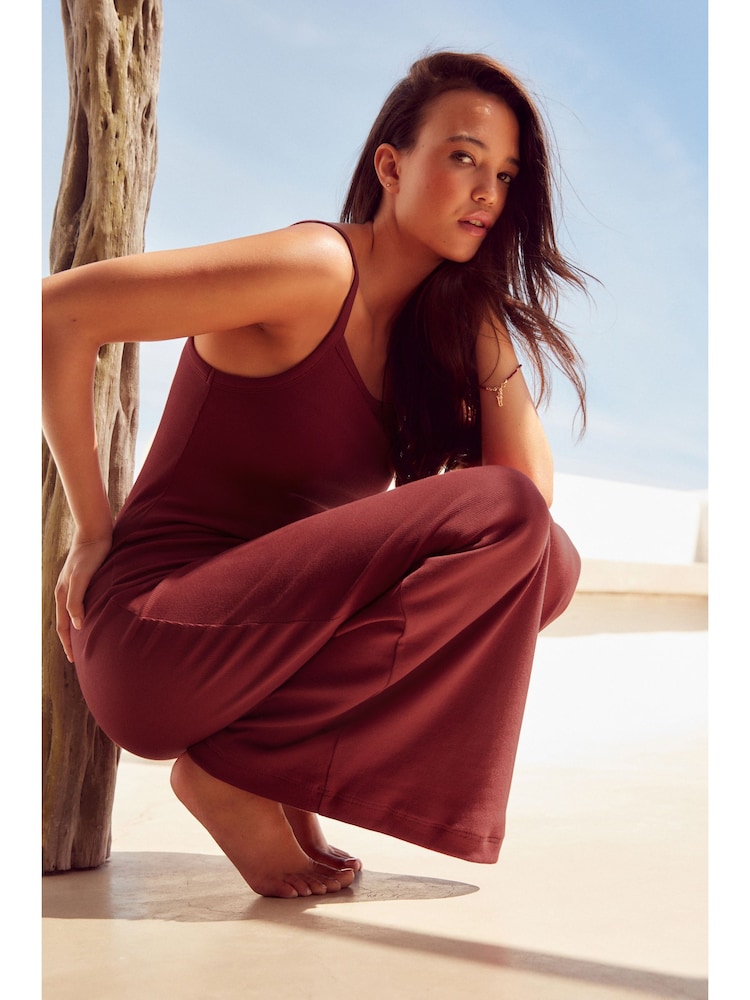 Red Strappy Ribbed Maxi Dress - Image 2 of 6