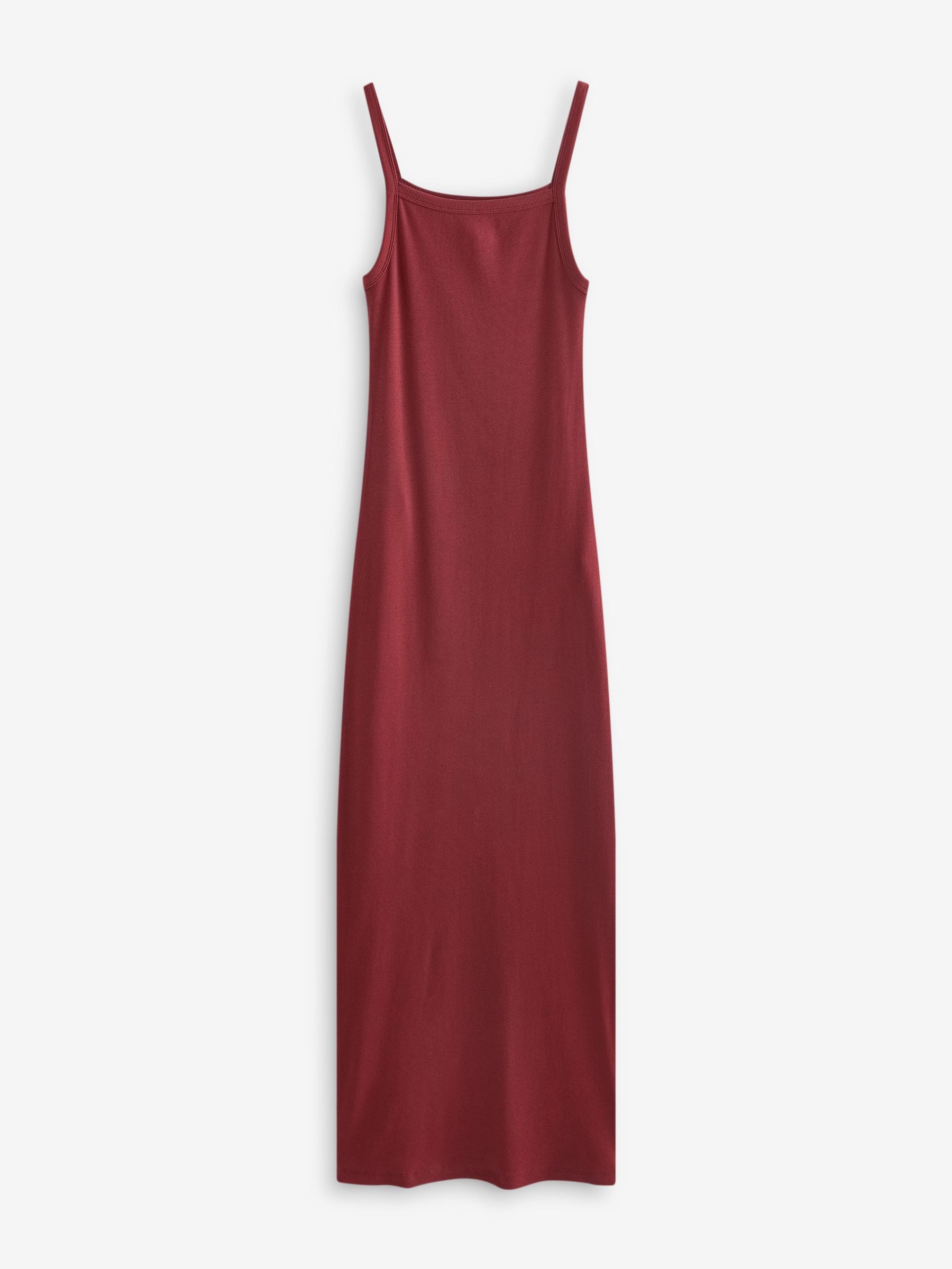 Red ribbed maxi dress cheap