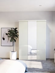 Wiemann Peyton White Glass and Mirror Semi Fitted Triple Wardrobe - Image 1 of 4