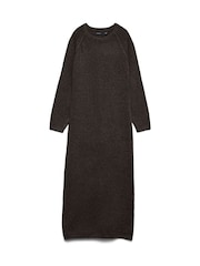 VERO MODA Brown Long Sleeve Round Neck Knitted Ankle Dress - Image 1 of 1