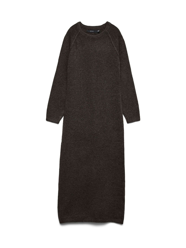 VERO MODA Brown Long Sleeve Round Neck Knitted Ankle Dress - Image 1 of 1