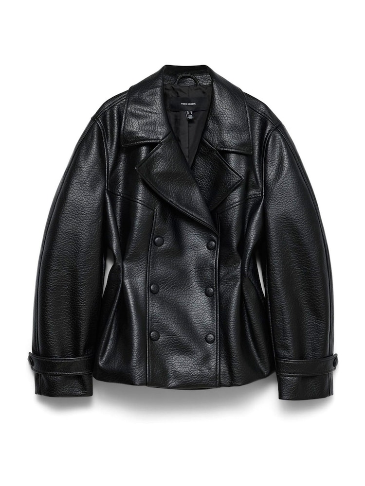 VERO MODA bunda z imitace kůže se zavazováním v pase - Obrázek 5 z 5