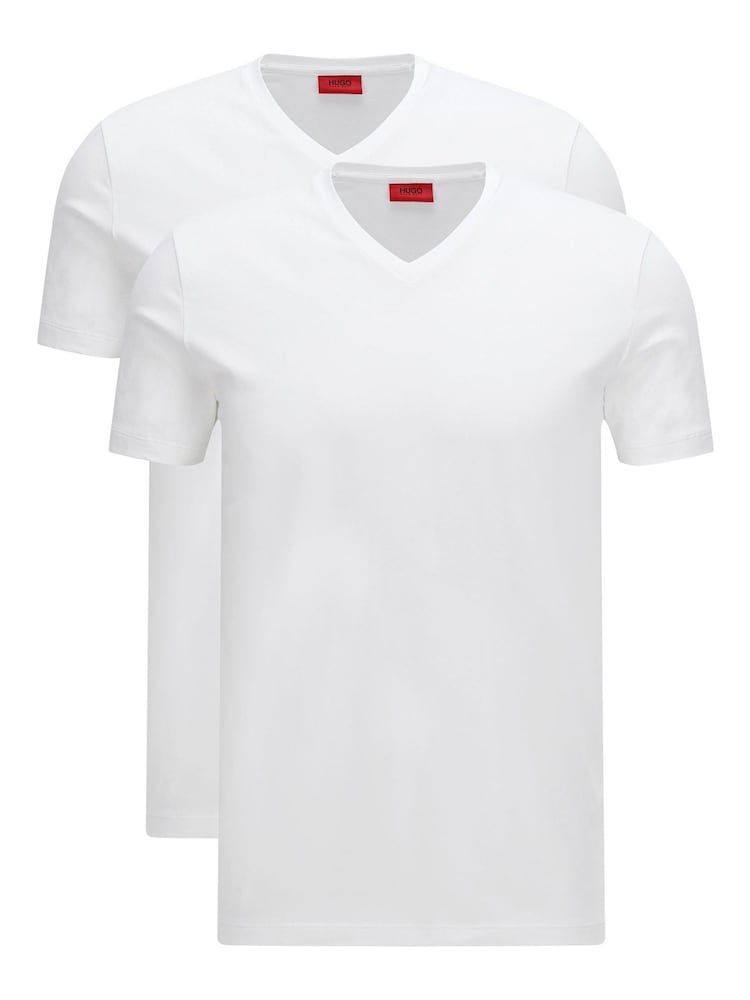 HUGO White V-Neck T-Shirts 2 Pack - Image 1 of 5