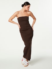 Chocolate Brown Basic Bandeau Maxi Dress - Image 1 of 6