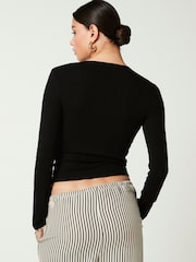 črna - Mehka na dotik rebrasta pletena jopa s TENCEL™ Lyocell - Slika 3 iz 6