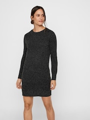 VERO MODA Black Soft Touch Round Neck Knitted Jumper Dress - Image 2 of 4