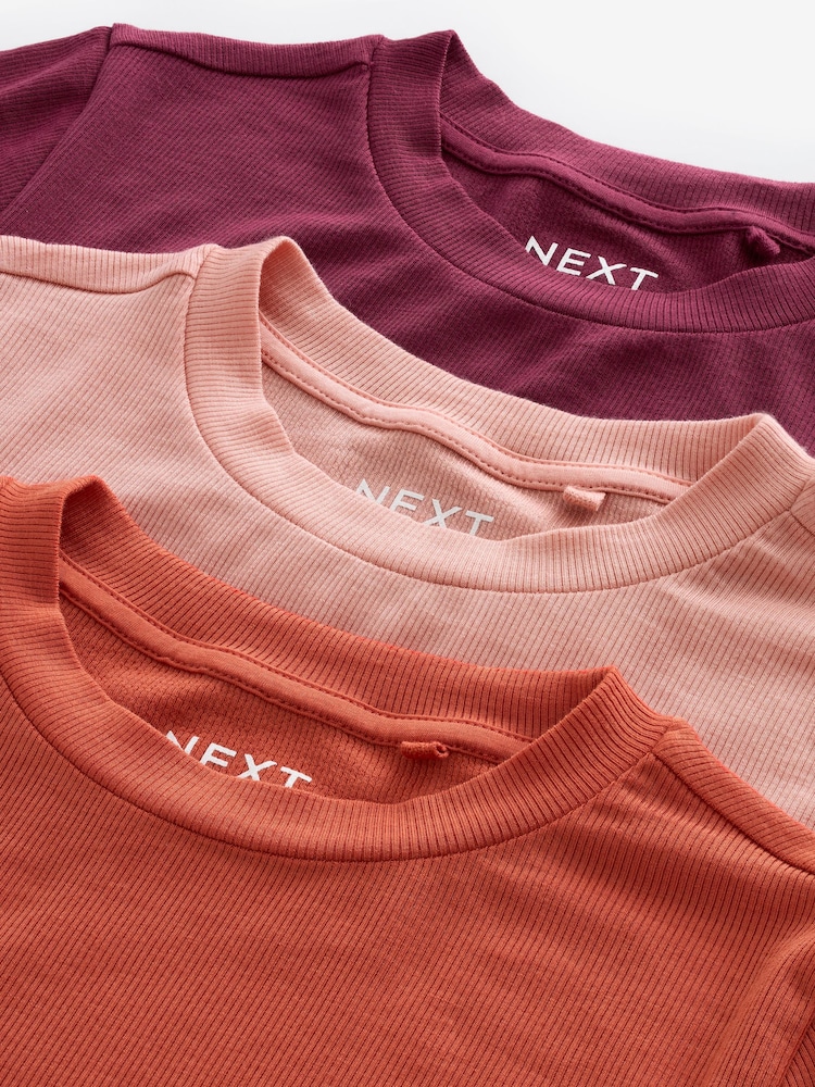Red/Orange Soft Touch Ribbed Short Sleeve T-Shirt with TENCEL™ Lyocell - Image 5 of 5